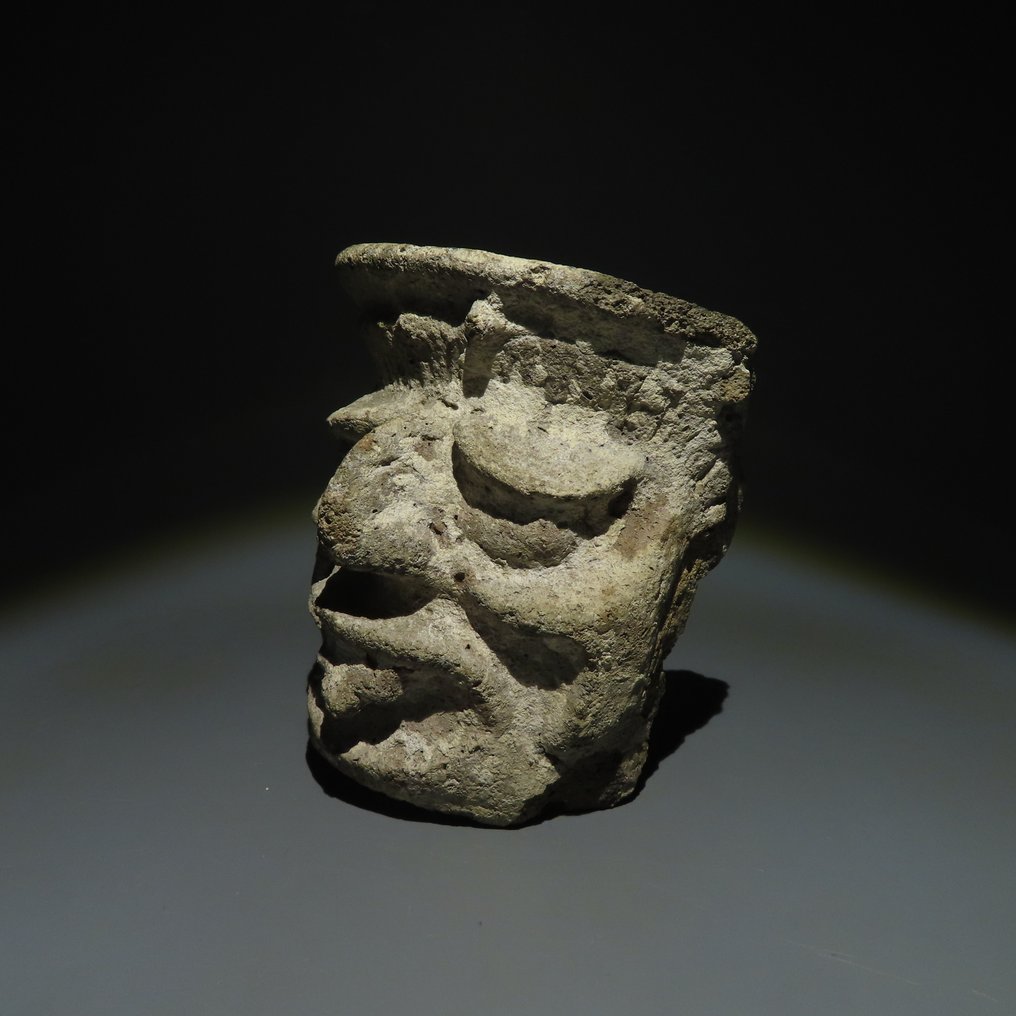 Maya Terracotta Kopffigur. 1300 n. Chr. 12,5 cm Höhe. Spanische Importlizenz. #1.2