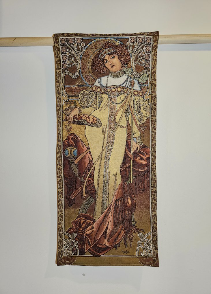 Exclusive Alfons Mucha tapestry "L'AUTOMNE" 100x45cm Art Nouveau