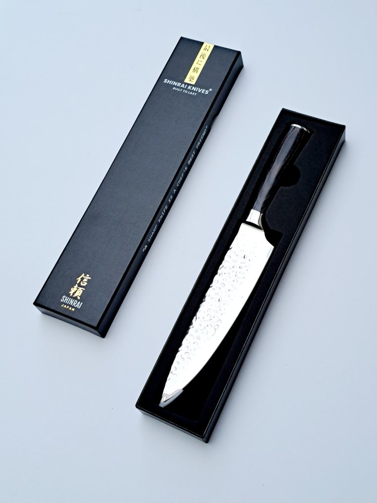 Shinrai Japan - professional Chef knife - Hammered Stainless Steel - Pakka Wood - Chef's - Køkkenkniv - Rustfrit stål - Japan #1.2