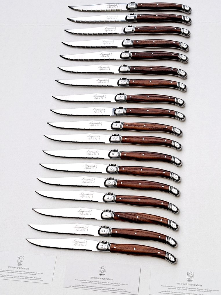 Laguiole - 18x Steak Knives - Brown - style de - Ensemble de couteaux de table (18) - Acier inoxydable #4.3