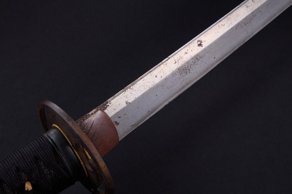 剑 - Unsigned Wakizashi Sword in Black Scabbard - 日本 - Edo Period (1600-1868) #2.1