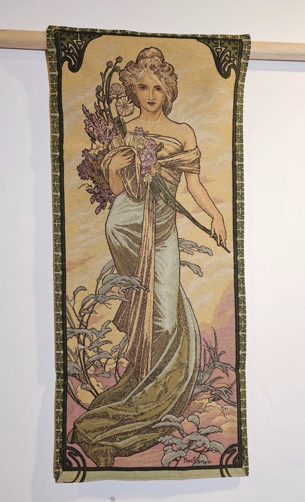 Arazzo Alfons Mucha "LE PRINTEMPS" - Art Nouveau - Tapestry  - 100 cm - 45 cm #2.1