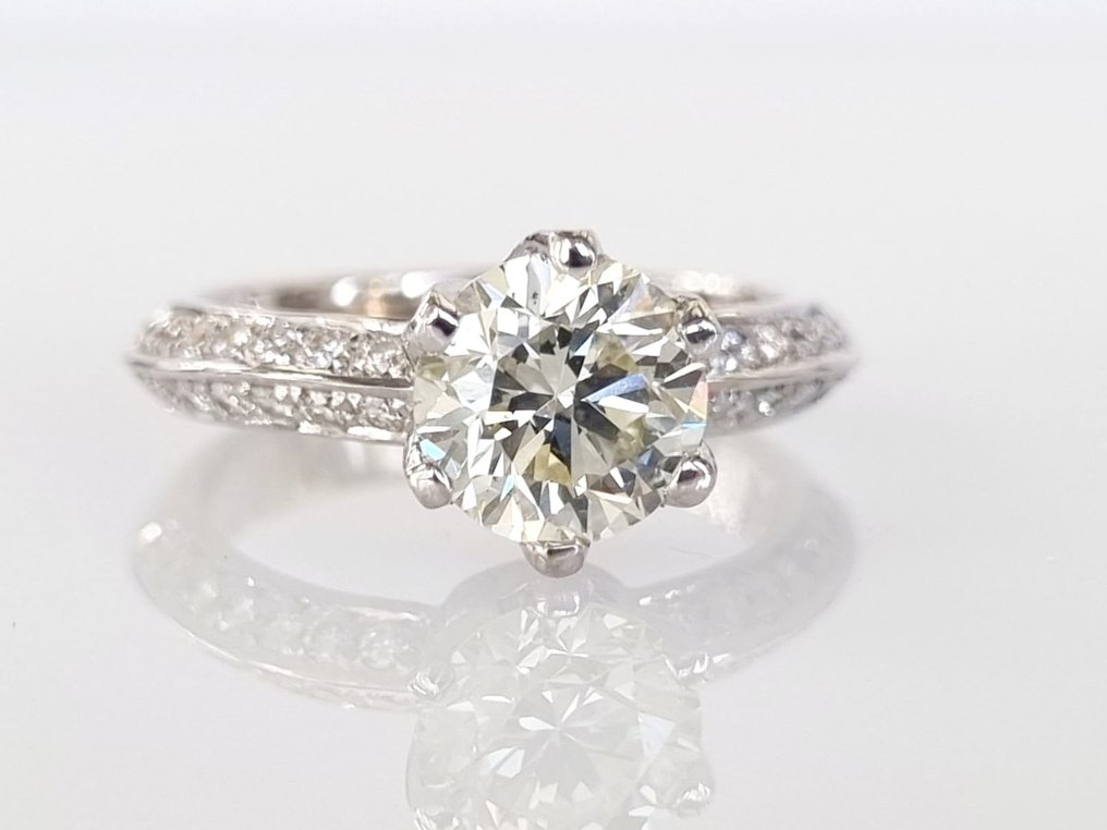 订婚戒指 - 18K包金 白金 -  1.75ct. tw. 钻石  (天然) #2.1