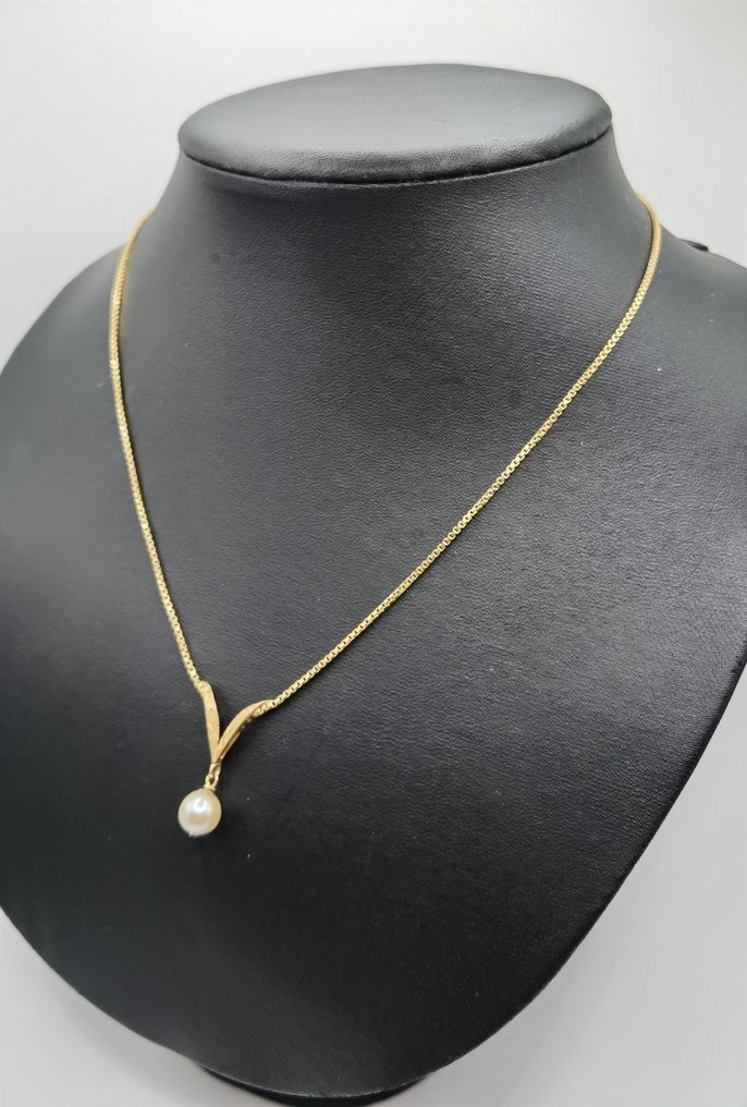 Halskette - 18 kt Gelbgold Perle #1.2