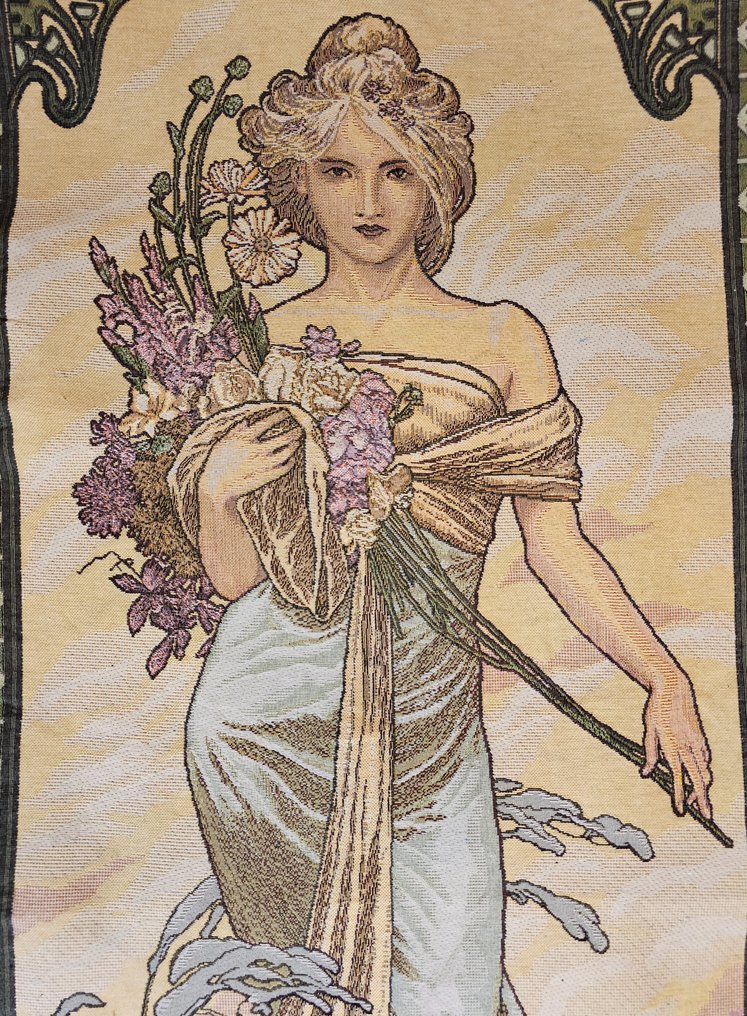 Arazzo Alfons Mucha "LE PRINTEMPS" - Art Nouveau - Tapestry  - 100 cm - 45 cm #1.0