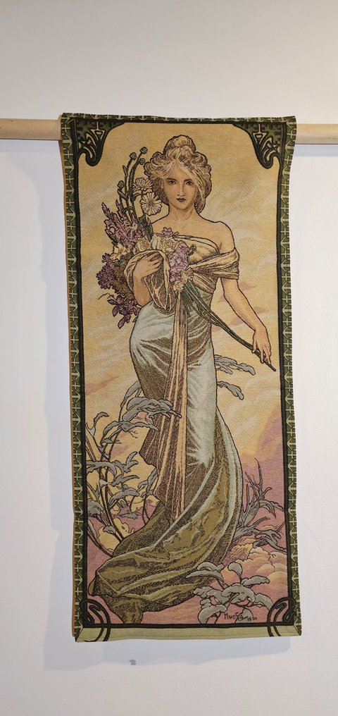 Arazzo Alfons Mucha "LE PRINTEMPS" - Art Nouveau - Tapestry  - 100 cm - 45 cm #4.3
