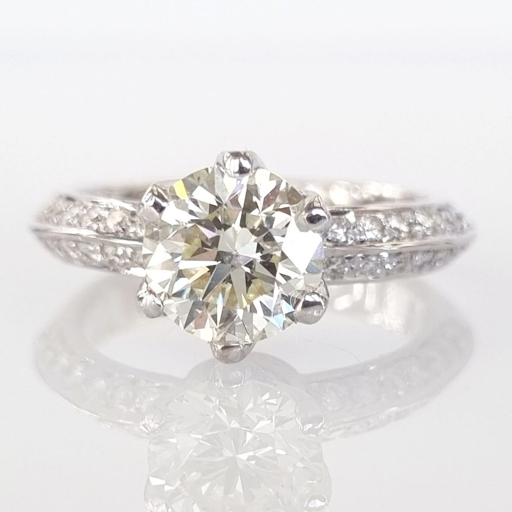 Anel de noivado - 18 K Ouro branco -  1.75ct. tw. Diamante  (Natural) #3.3