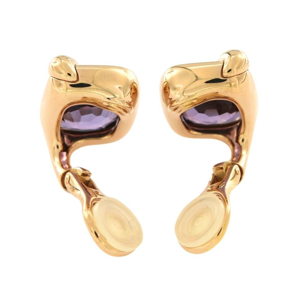 Pomellato - Drop fülbevaló - Rittrato - 18 kt. Sárga arany Ametiszt - Gyémánt #4.3