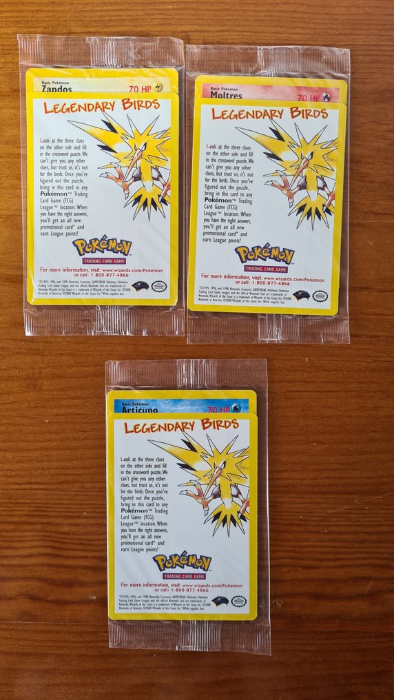 Pokémon - 5 Carta sigillata - Moltres, Zapdos, Articuno, Entei, Marill - WOTC #1.0