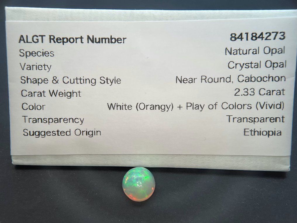 White (orange) + Play of Color (Vivid) Fine Color Quality + Crystal Opal - 2.33 ct #3.2