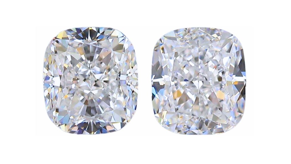 2 pcs Diamante - 1.40 ct - Almofada, ---- Par de diamantes com almofada de corte ideal --- - D (incolor) - VVS1 #1.1