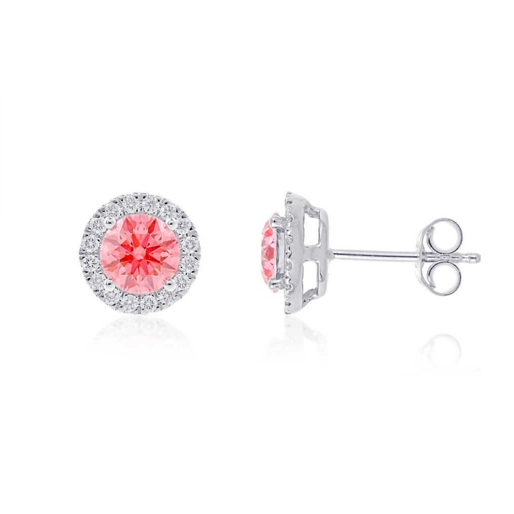 Boucles d'oreilles Or blanc -  1.77 tw. Rose Diamant  (Cultivé en laboratoire) - Diamant #1.1