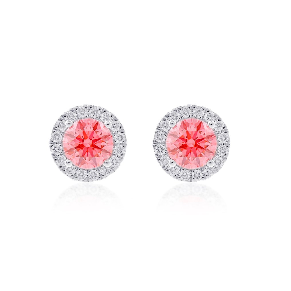 Earrings White gold -  1.77 tw. Pink Diamond  (Lab-grown) - Diamond #1.2