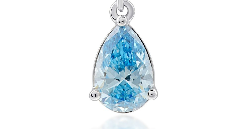Drop fülbevaló Fehér arany -  1.26ct. tw. Kék Gyémánt  (Laboratóriumban előállított) - Gyémánt #2.1