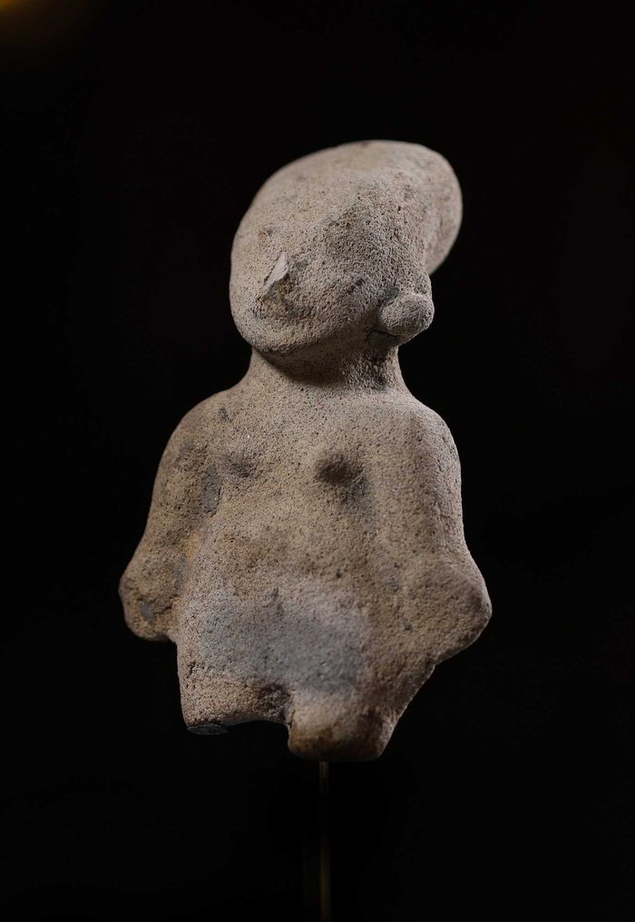 Tumaco La Tolita pré-colombiano escultura, com Licença de Exportação Espanhola. Suporte e urna incluídos. - 8 cm #2.1