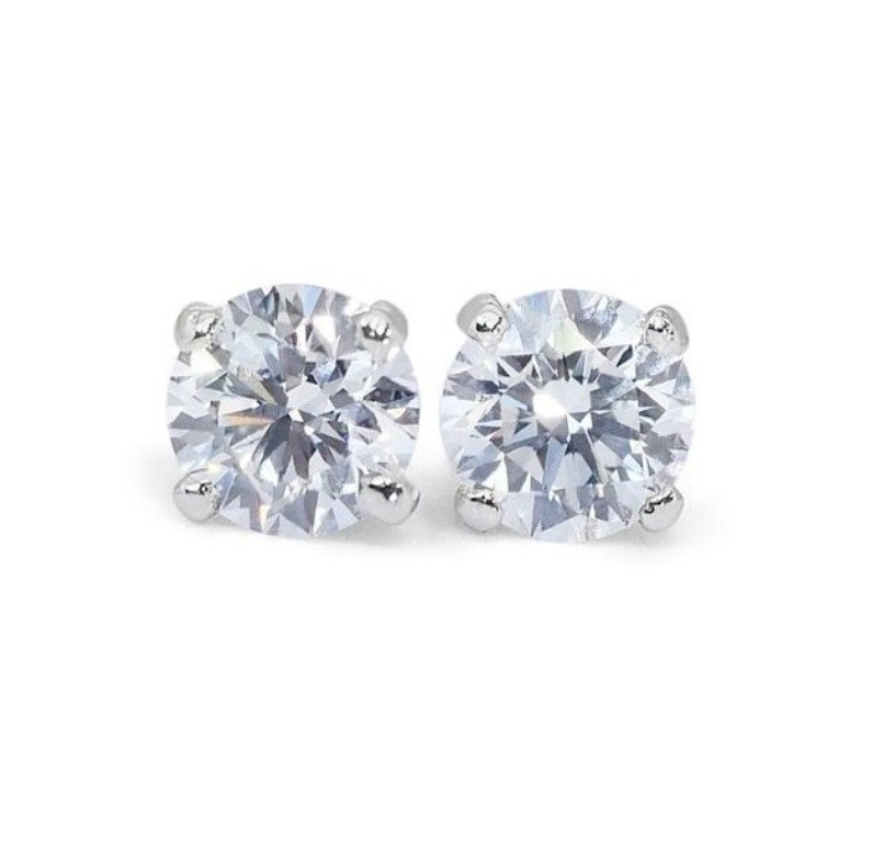 Ohrringe Weißgold, Idealer Schnitt und hochwertige Paarung Diamant  (Natürlich) #1.1