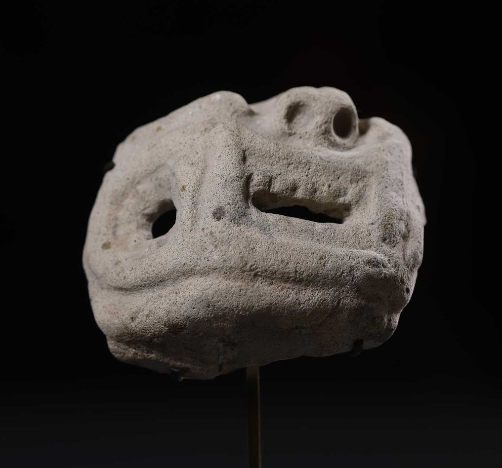 Precolombina Tumaco La Tolita-sculptuur, met Spaanse exportlicentie. Standaard en urn inbegrepen. - 6 cm #1.1
