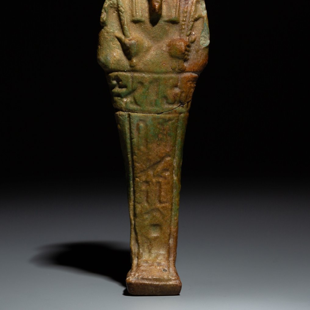 Oldtidens Egypten Fajance Ushebti. Sen periode, 664 - 323 f.Kr. 12 cm højde. #2.1