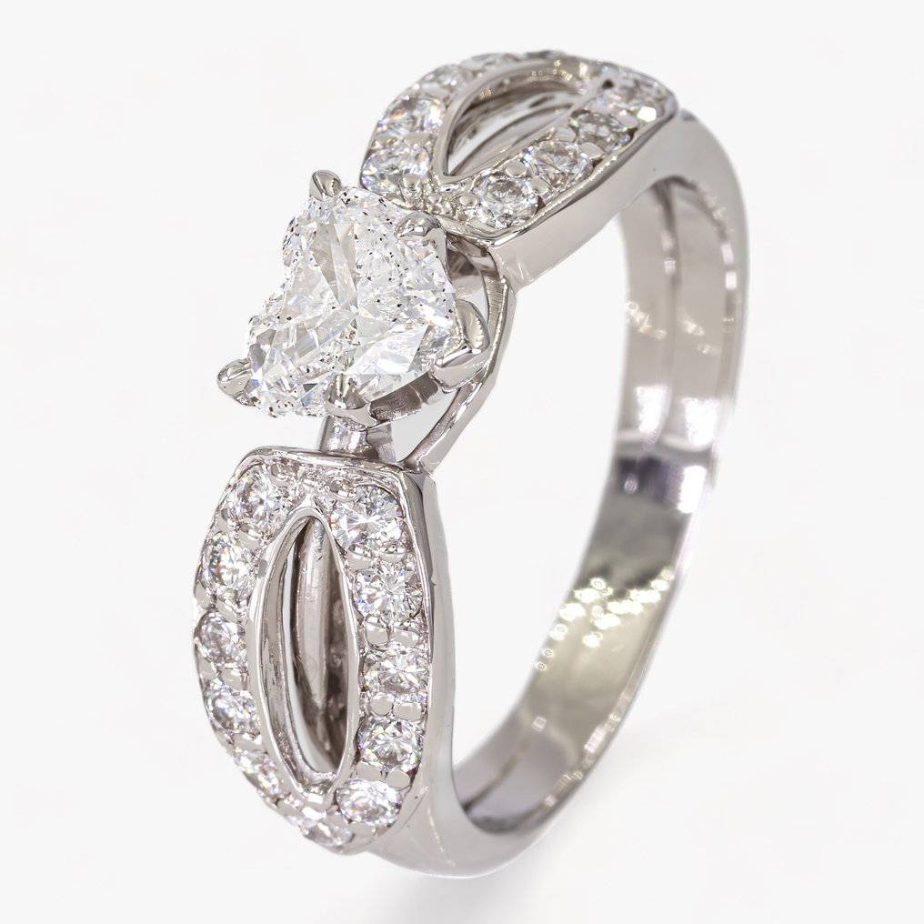Gyűrű Fehér arany, 1,80 ct gyémánt - 1,10 ct középső gyémánt - IGI minősítéssel Gyémánt  (Természetes) #1.1