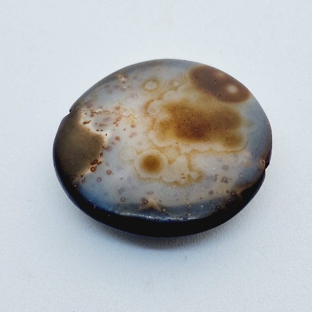 Altes Persisch Natürlicher gebänderter Achat Gazellen-Perlen-Talisman - 36 mm #2.1