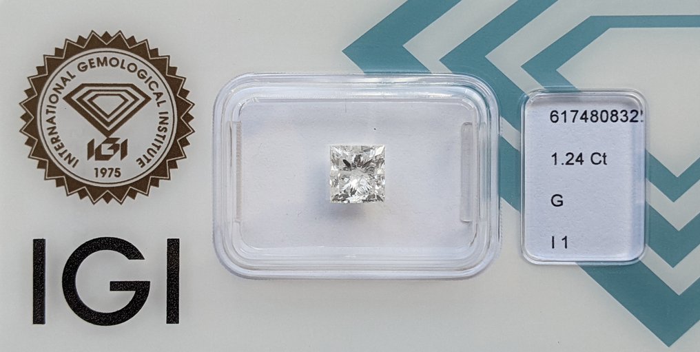 钻石 - 1.24 ct - 公主方形 - G - I1 内含一级 #2.1