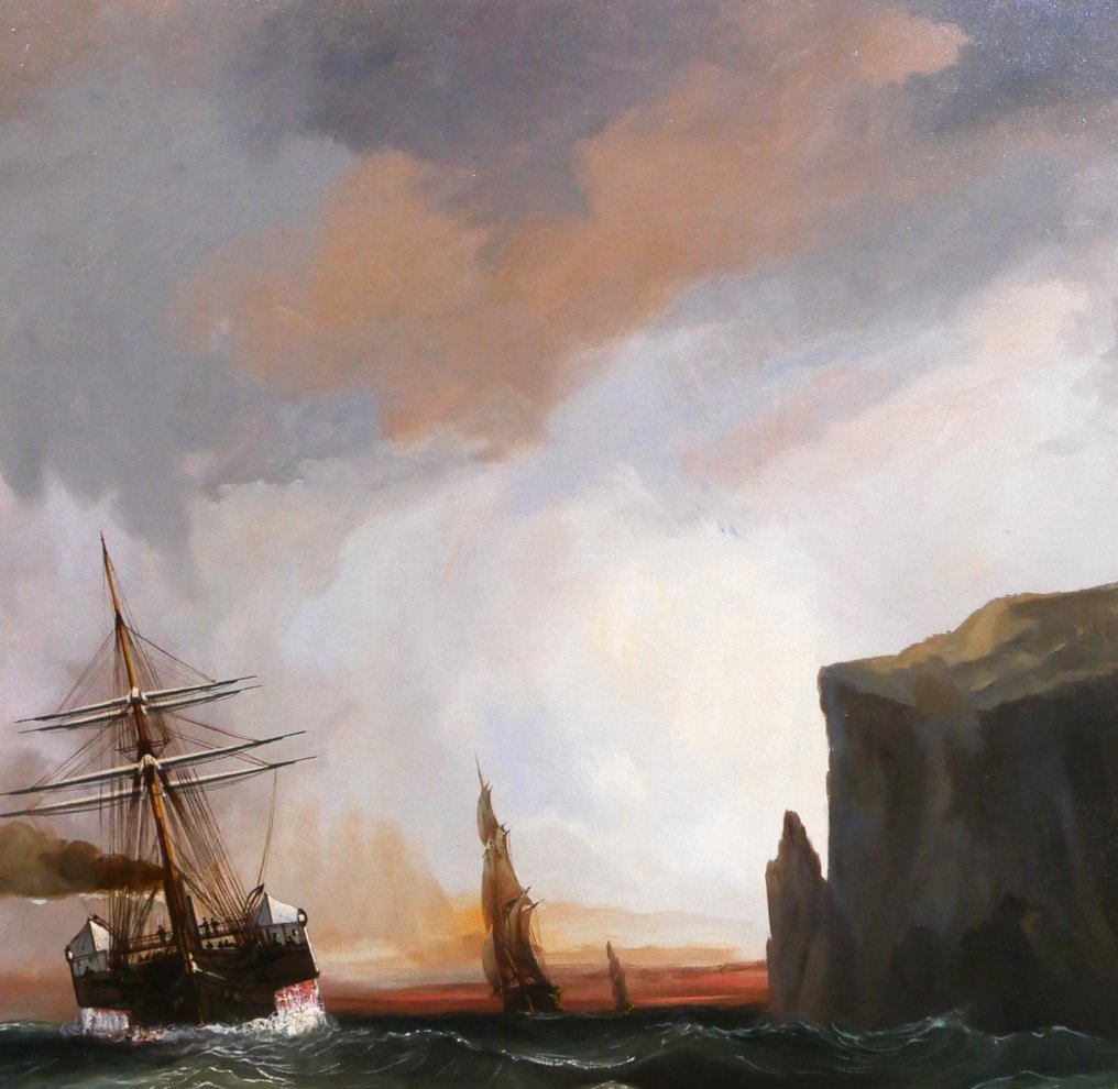 Chéri François Dubreuil (1828-c.1880) - Boats at sunset, light effect #3.2