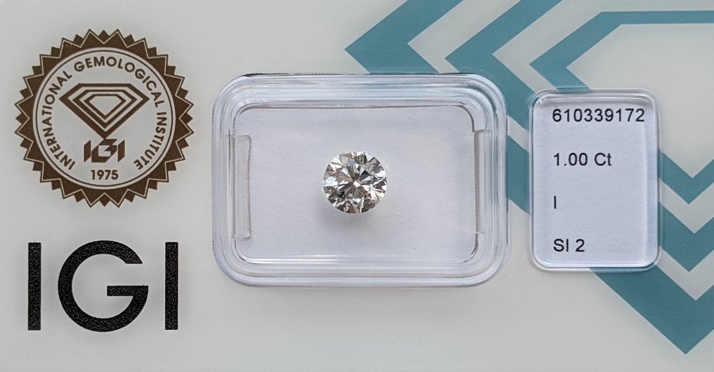 1 pcs 钻石  (天然)  - 1.00 ct - 圆形 - I - SI2 微内含二级 - 国际宝石研究院（IGI） #2.1