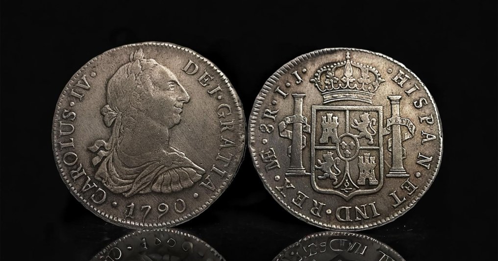 Spanien. Carlos IV (1788-1808). 8 Reales 1790 Lima  IJ. Busto de Carlos III. Ordinal IV #3.1