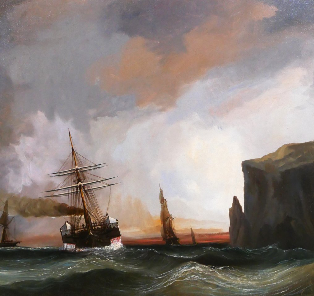 Chéri François Dubreuil (1828-c.1880) - Boats at sunset, light effect #2.2