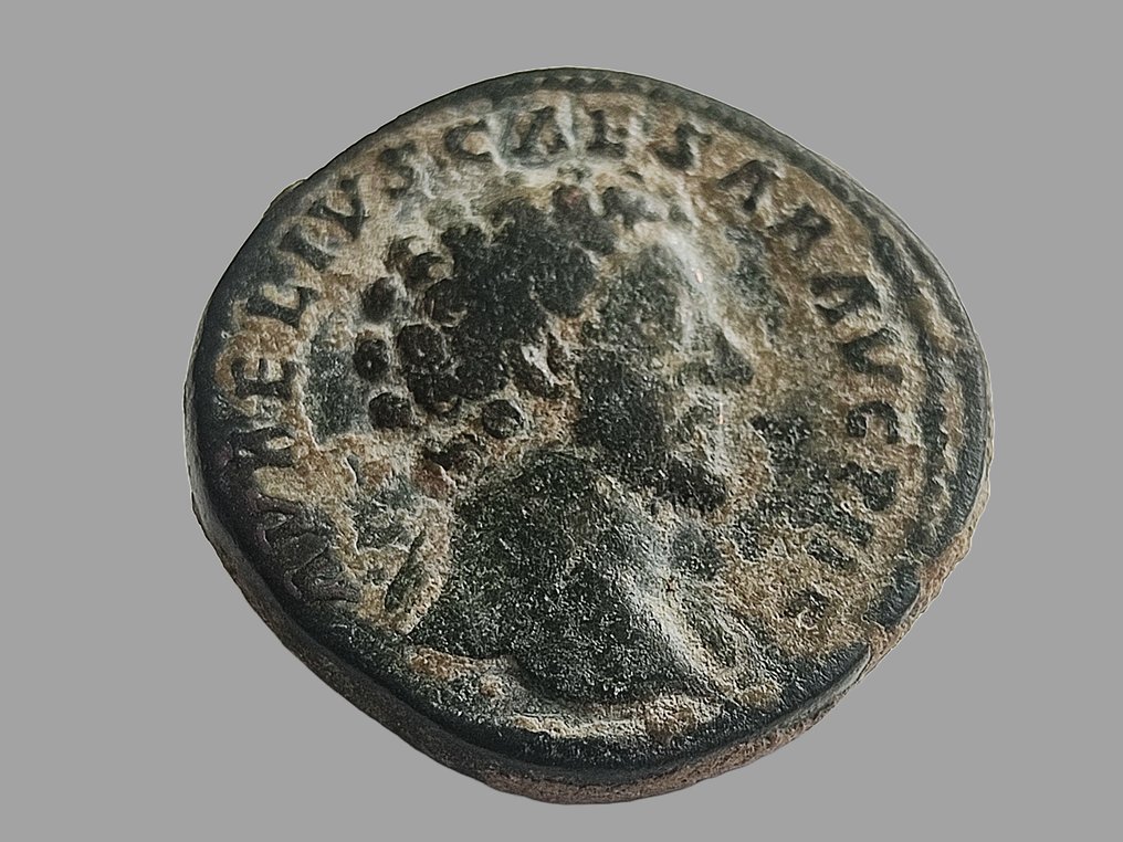Império Romano. Marcus Aurelius. As Caesar, AD 139-161. Sestertius Rome, under Antoninus Pius, early AD 161 - Pietas #2.2