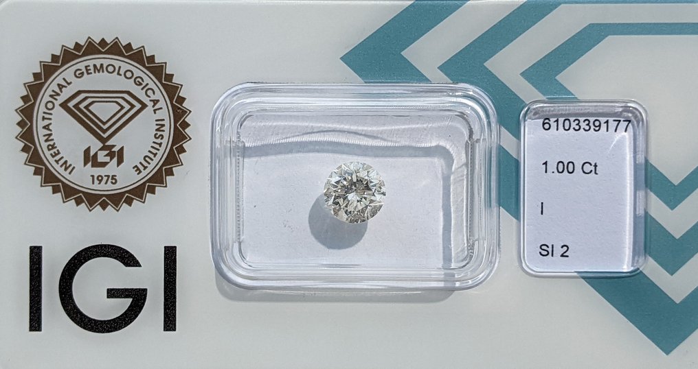 鑽石 - 1.00 ct - 圓形 - I(極微黃、正面看為白色) - SI2 #2.1