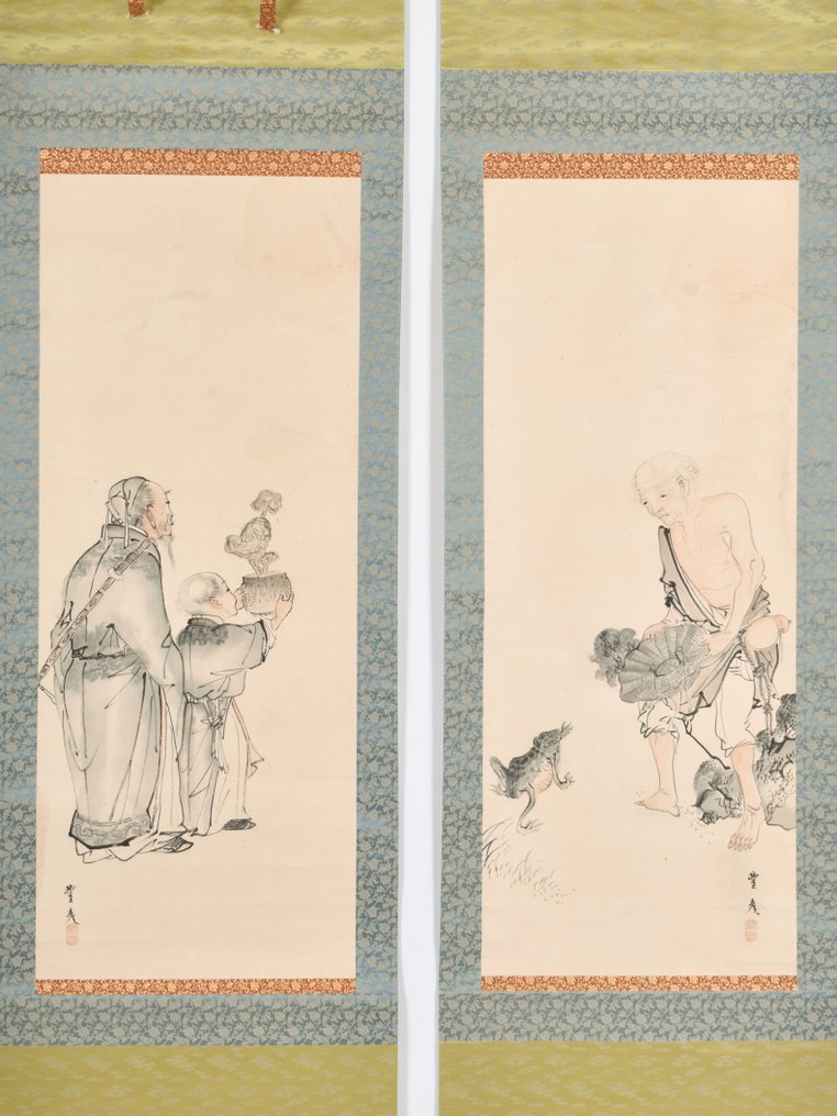 Travelers and the toad - Okamoto Toyohiko (1773-1845) - 日本 - Edo Period (1600-1868) #1.1