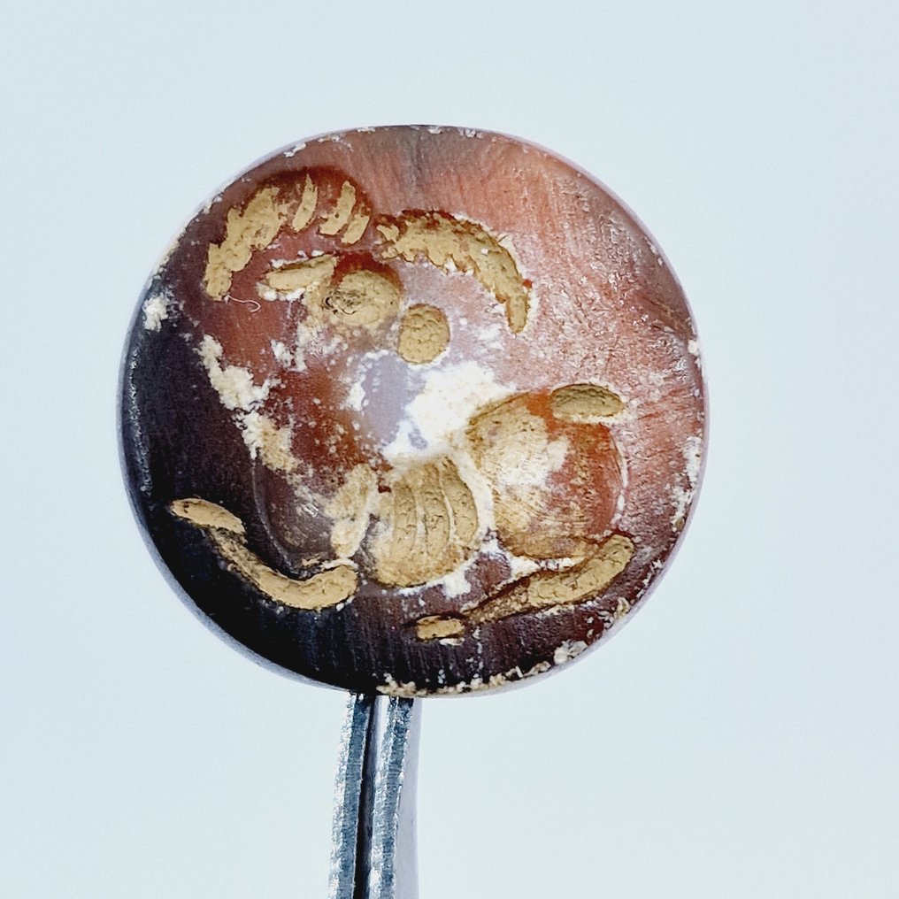 Vestul Asiatic Agat natural cu bandă Talisman cu sigiliu de mărgele de berbec - 17.8 mm #1.1