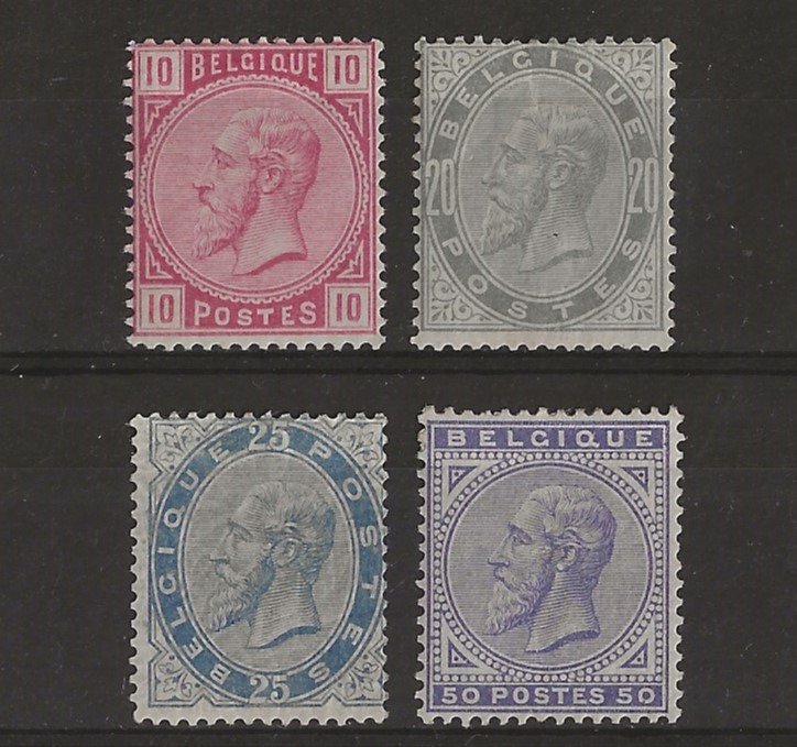 Belgia 1883 - Leopold al II-lea Noi tipuri, seria completă de 4 - OBP/COB 38/41 #1.1