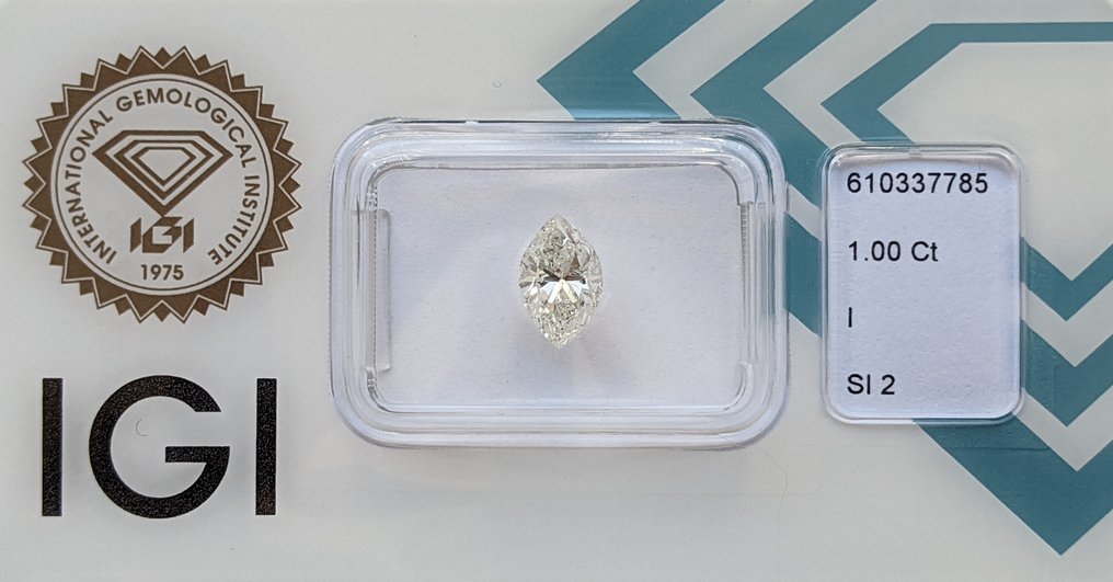 1 pcs 钻石  (天然)  - 1.00 ct - 榄尖形 - I - SI2 微内含二级 - 国际宝石研究院（IGI） #1.0