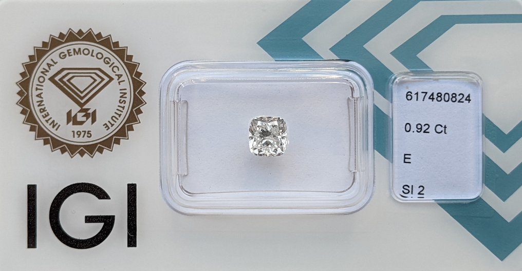 鑽石 - 0.92 ct - 枕形 - E(近乎完全無色) - SI2 #2.1