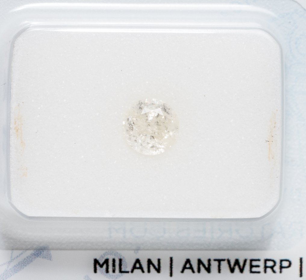 Ingen mindstepris - 1 pcs Diamant  (Natur)  - 0.50 ct - Rund - L - I3 - Antwerp International Gemological Laboratories (AIG Israel) #1.1