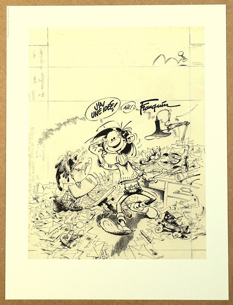 Franquin, André - 1 Offset Print - Gaston - J'ai une idée Étude de couverture - 2023 #1.0