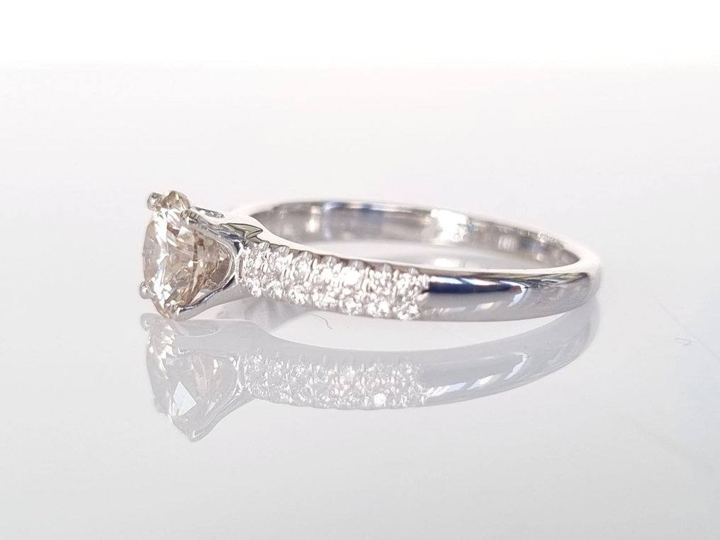Anel de noivado Ouro branco Diamante  (Natural) - Diamante #2.2