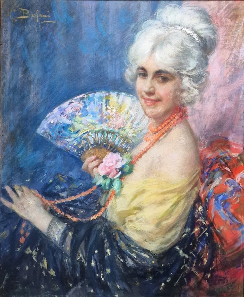 Gennaro Befanio (1866-1937) - Donna con ventaglio #1.1