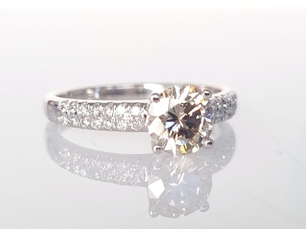 Forlovelsesring Hvitt gull Diamant  (Naturlig) - Diamant #2.1