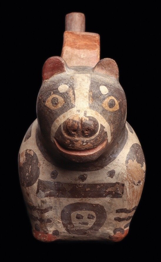Precolumbiaanse Tiahuanaco-cultuur - zittende hond - Peru - Aardewerk Schip #2.1
