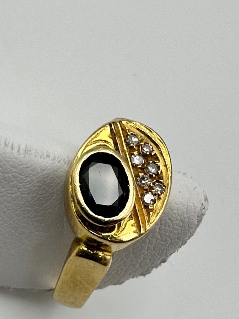 Ring Gelbgold Saphir - Diamant  #1.1