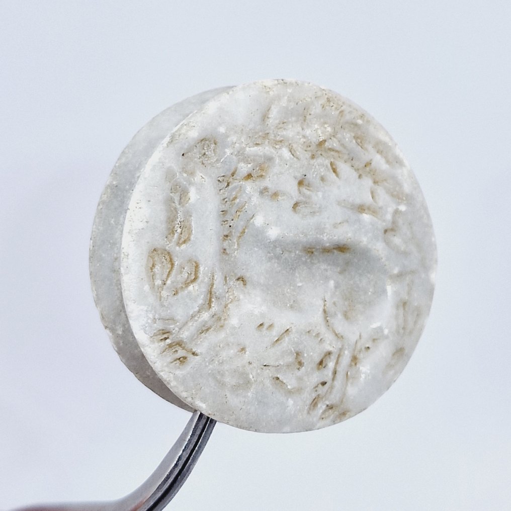 西亞 白色大理石 山羊珠護身符 - 32 mm #2.1