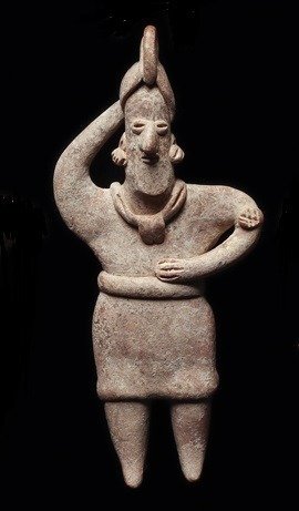 Précolombien - Colima Figurine debout en poterie - Avec licence d'importation espagnole chiffre #1.1