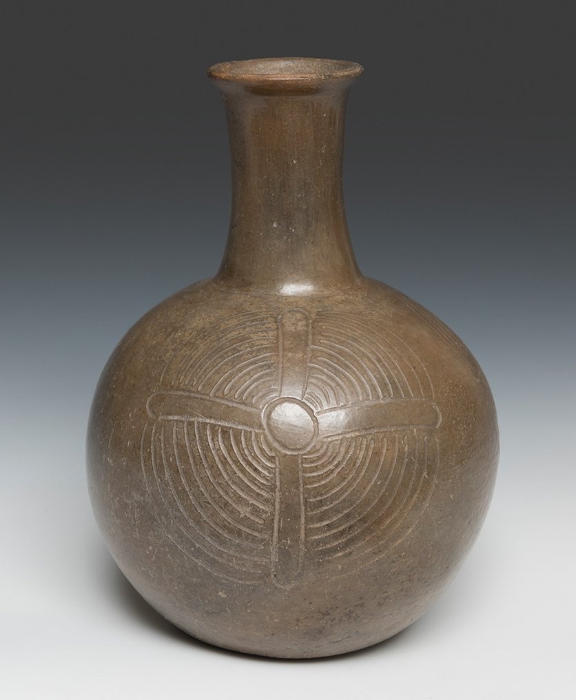 Precolumbian - Chavin Sticlă din ceramică - Cu licență de import spaniolă Navă #1.1