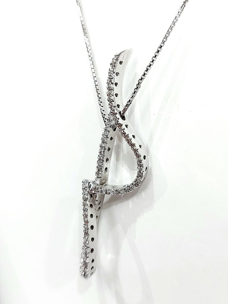 Necklace with pendant White gold Diamond  (Natural)  #1.2