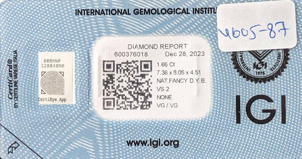 没有保留价 - 1 pcs 钻石 (天然色彩的) - 1.66 ct - 心形 - Fancy deep 稍帶黄色的 棕色 - VS2 轻微内含二级 - 国际宝石研究院(IGI) #4.3