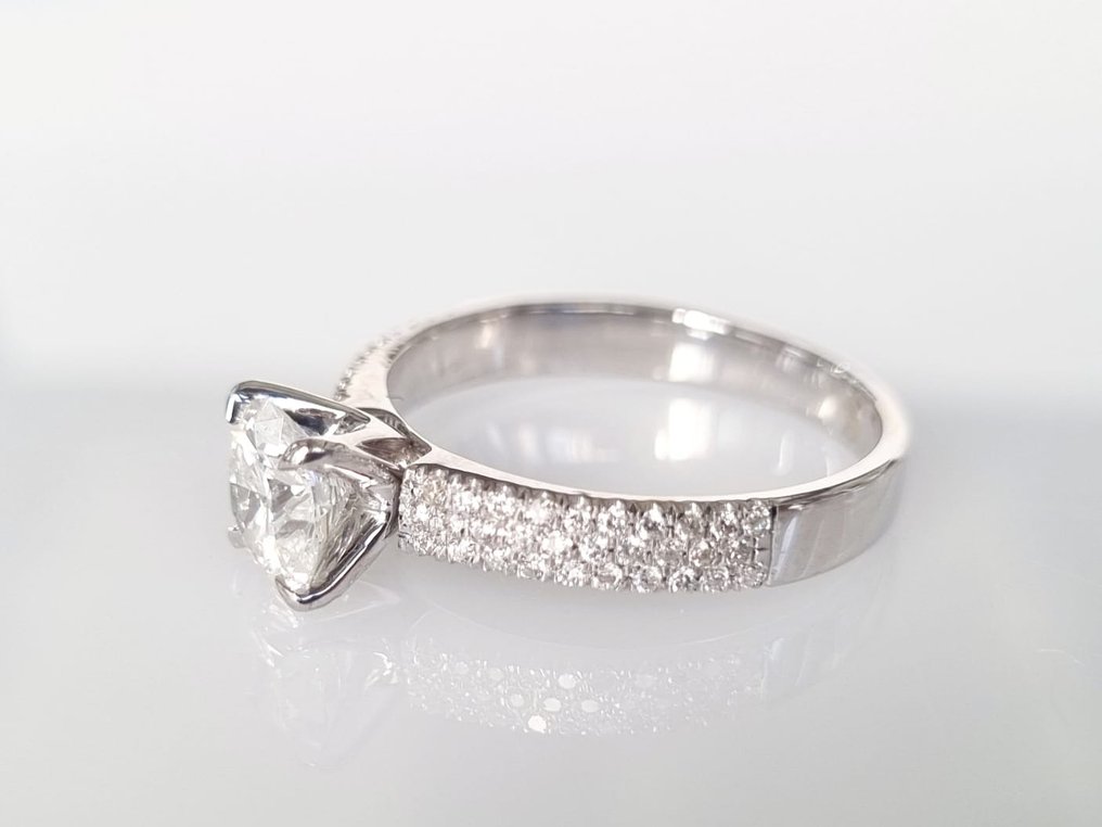 Anel de noivado Ouro branco -  1.26ct. tw. Diamante  (Natural) #2.2