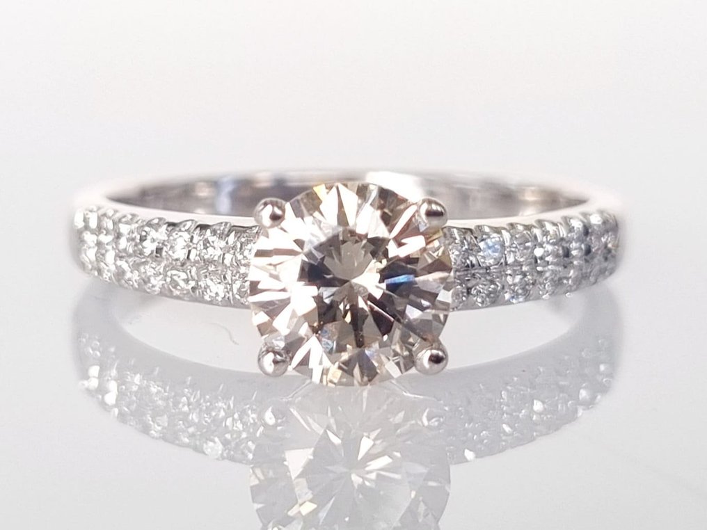 订婚戒指 白金 钻石  (天然) - 钻石 #1.1